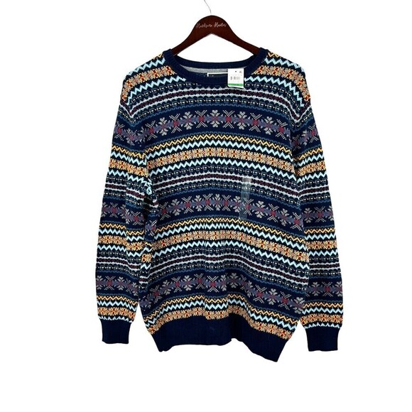 Club Room Other - New Club Room Men Sz L Blue Striped Long Sleeve Crew Neck Classic Fit Sweater T3